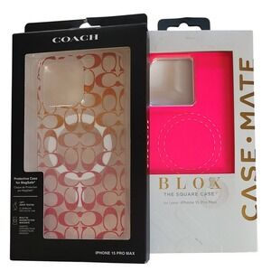 NEW Coach Signature‎ MagSafe iPhone 15 Pro Max Case & Case-Mate Blok Hot Pink